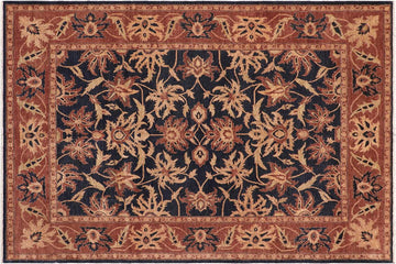 handmade Traditional Kafkaz Blue Rust Hand Knotted RECTANGLE 100% WOOL area rug 8 x 10